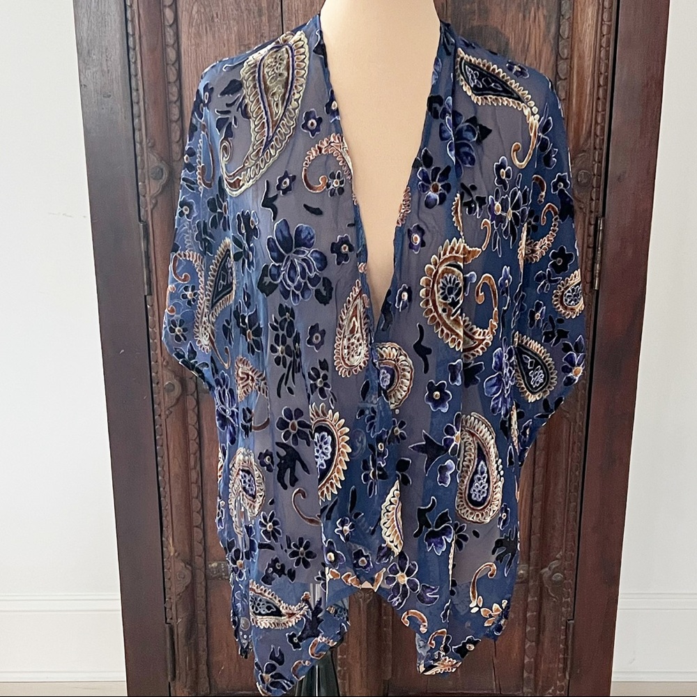 Lulla Collection By Bindya Blue Paisley Kimono